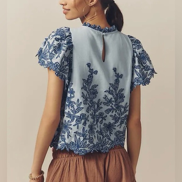 NWT Size XS - The Lainie High-Neck Cotton Lace Cutwork Blouse (NWT US$ 138) - Picture 5 of 16